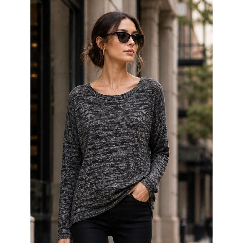 rag & bone Anthropologie Long Sleeve Top in Black size M